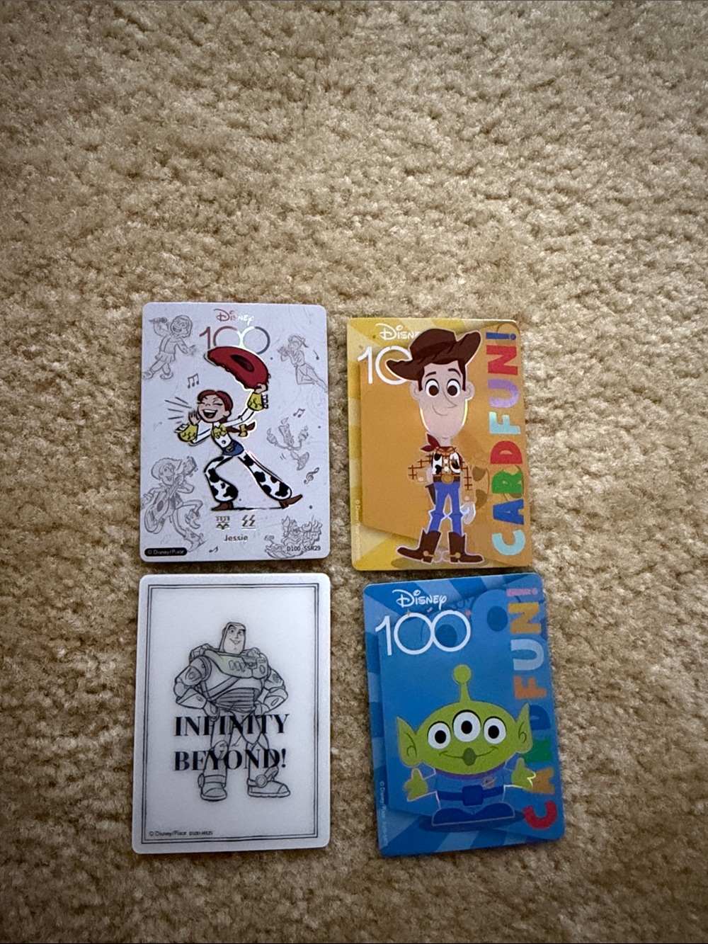 Disney Toy Story Character Card Set - Blue/Yellow/Green/Brown